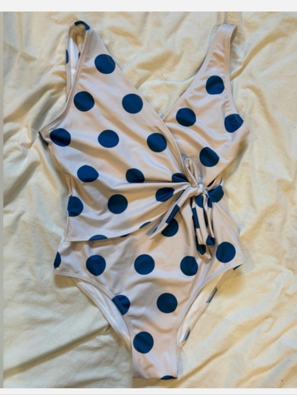 Imagine Perry Polka Dot Wrap One-Piece Swimsuit Size Large